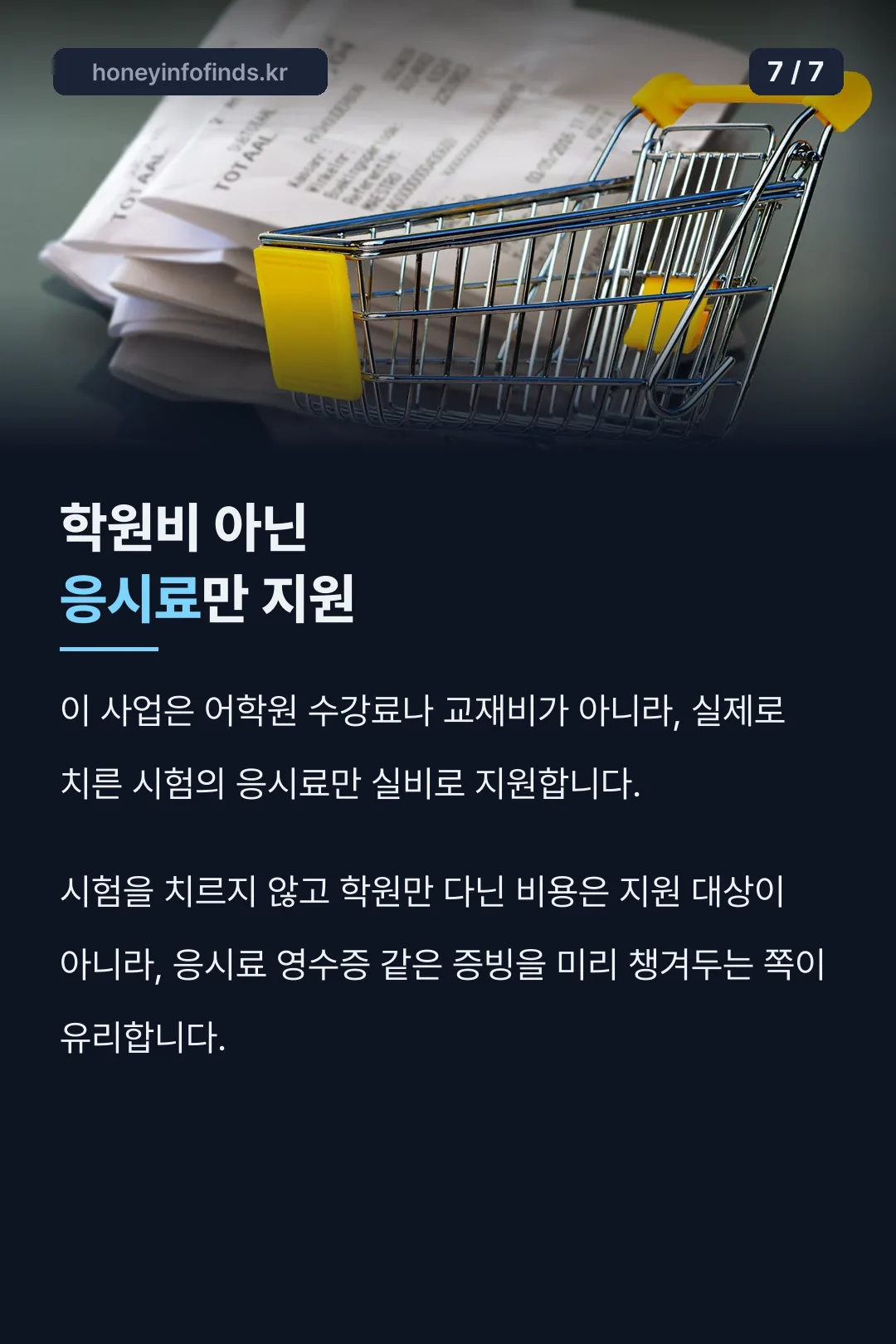 응시료 전용 지원 범위