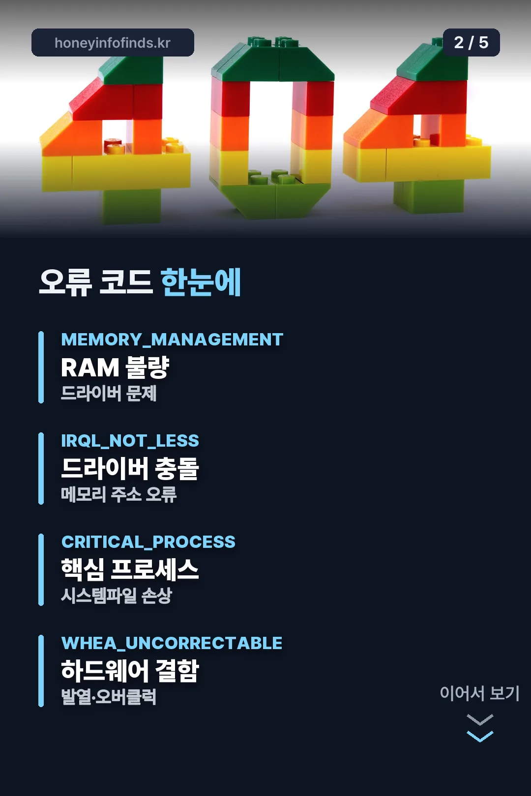 오류 코드 한눈에